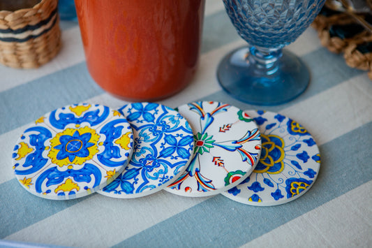 Round ceramic drink coasters