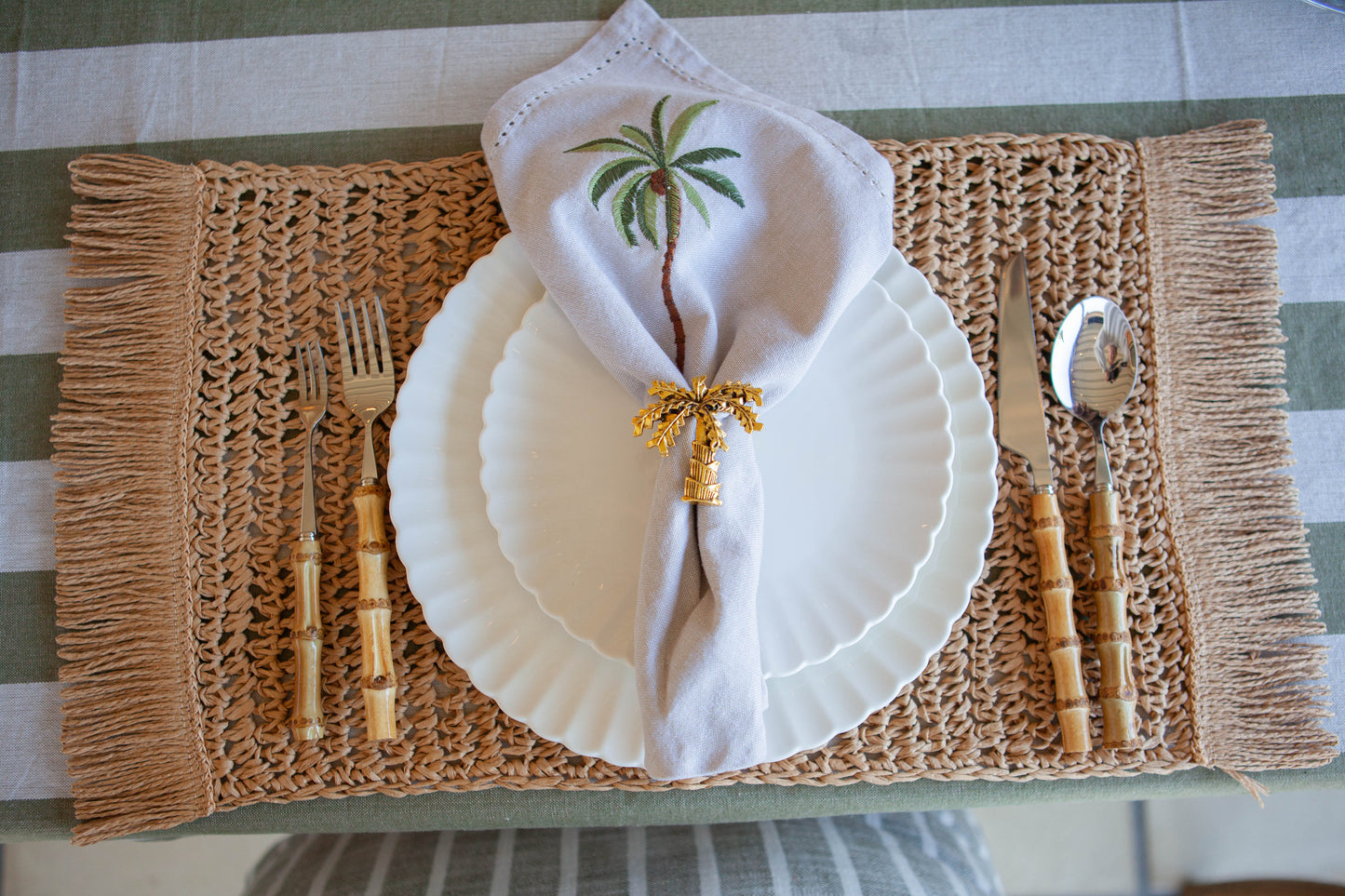 Placemat Fringe Natural Rec (Set of 4)