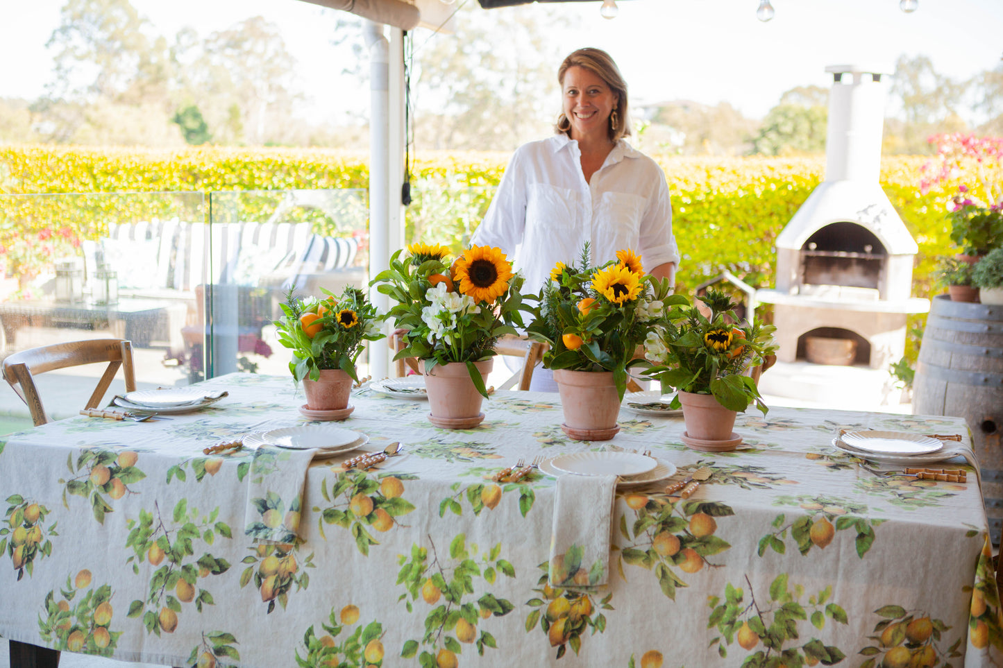 Wendy Andrews with lemon-themed table setting