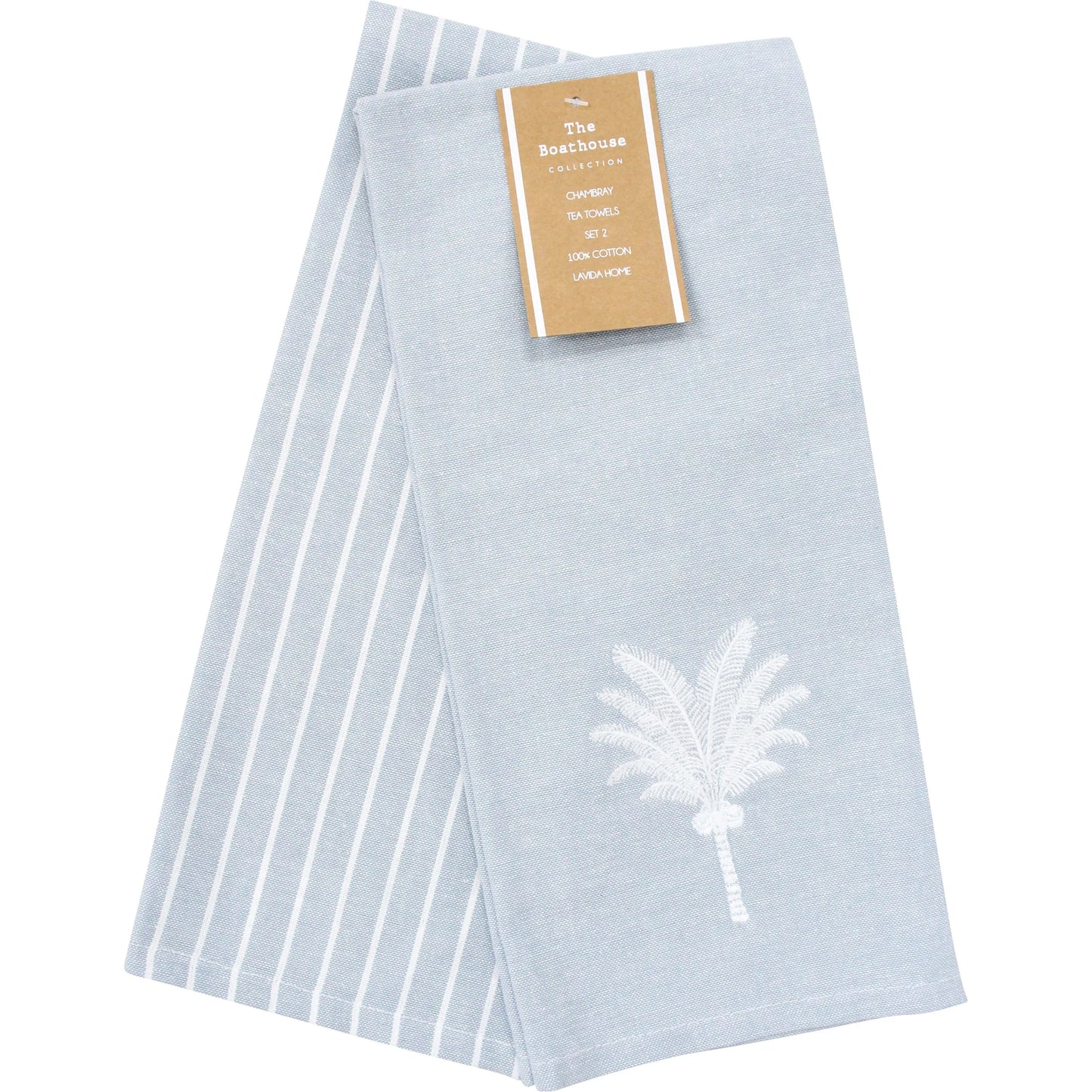 Palm Cove Blue and White Stripe Tea Towels