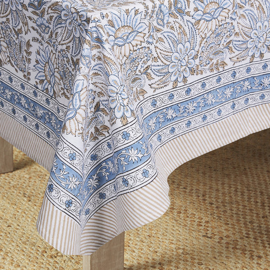Bromley tablecloth in cornflower blue