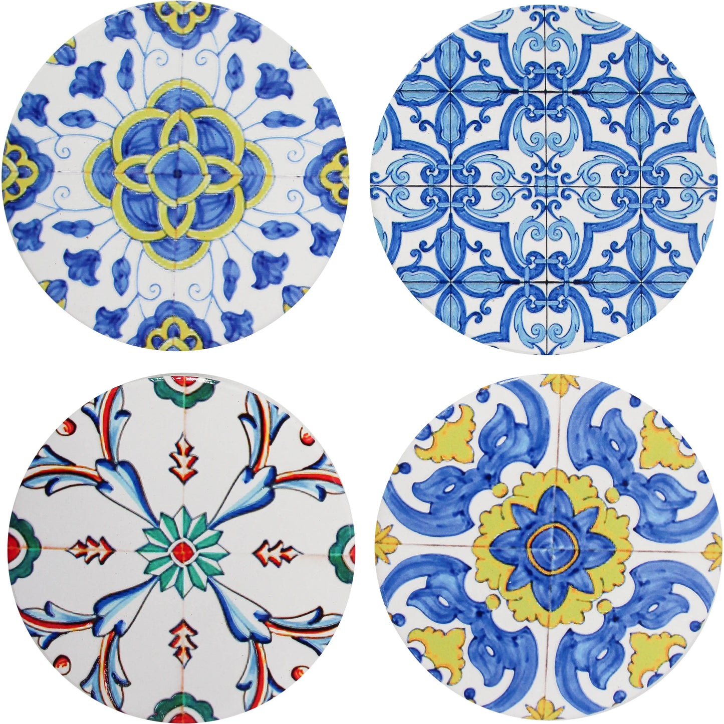 Ceramic Coasters with Mediterranean Print