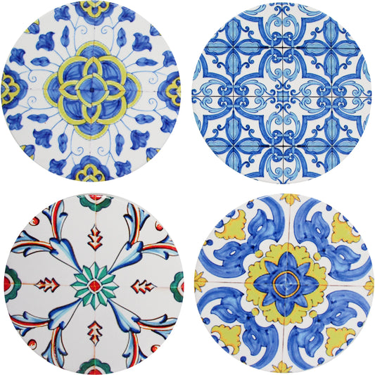 Ceramic Coasters with Mediterranean Print