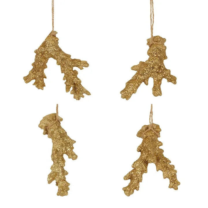 Gold Coral stem ornaments