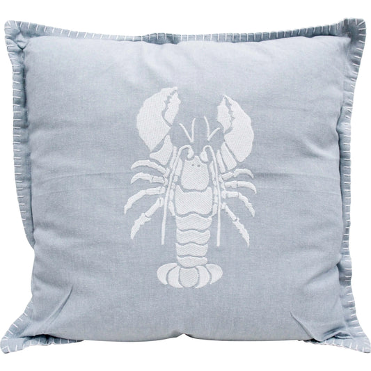 Blue Chambray Cushion with Lobster print