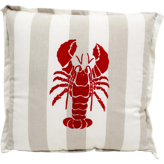 Natural stripe cushion with red lobster print