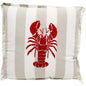 Natural stripe cushion with red lobster print