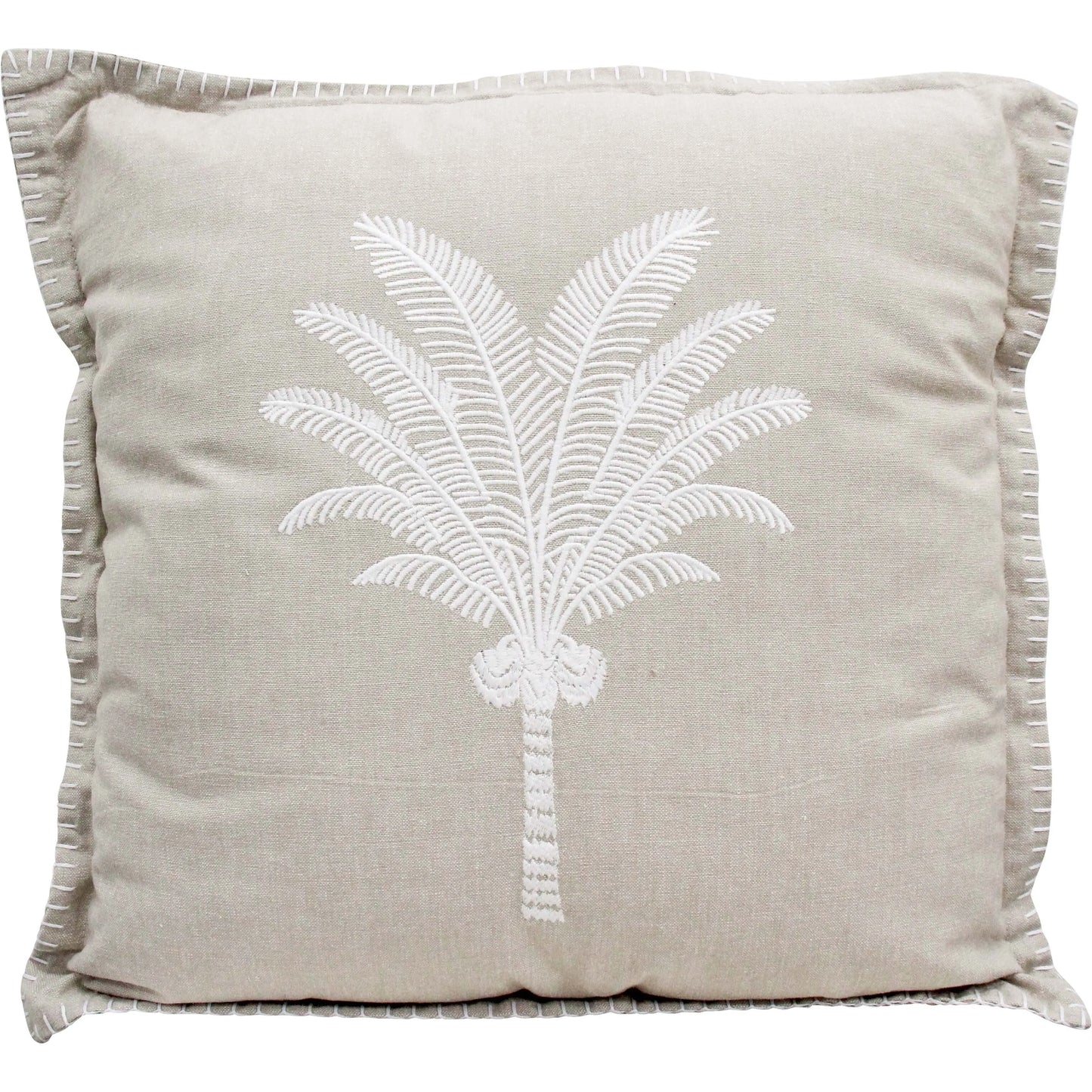 Chambray Natural cushion with palm print
