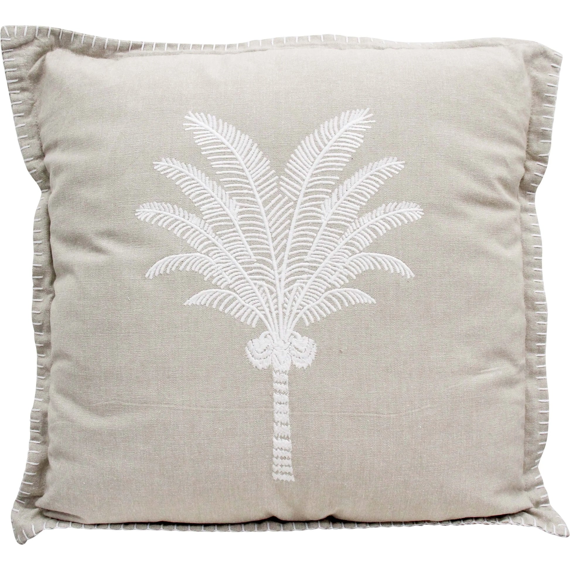 Chambray Natural cushion with palm print
