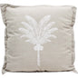 Chambray Natural cushion with palm print
