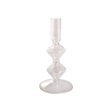 Glass Palma Dinner Taper Candle Holder