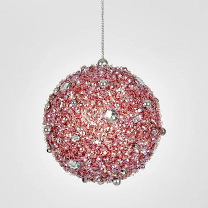 Pink glittery Christmas ornament with silver accents