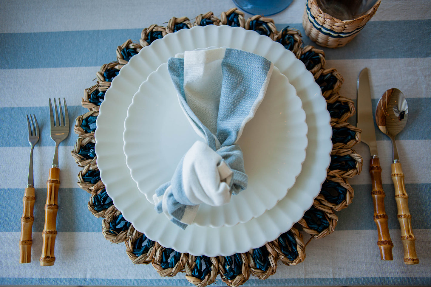 Napkin Chambray Stripe Blue S/4