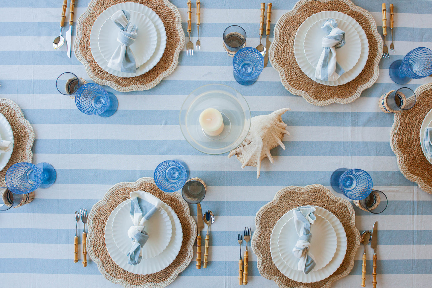 Napkin Chambray Stripe Blue S/4
