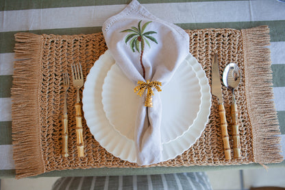 Placemat Fringe Natural Rec (Set of 4)