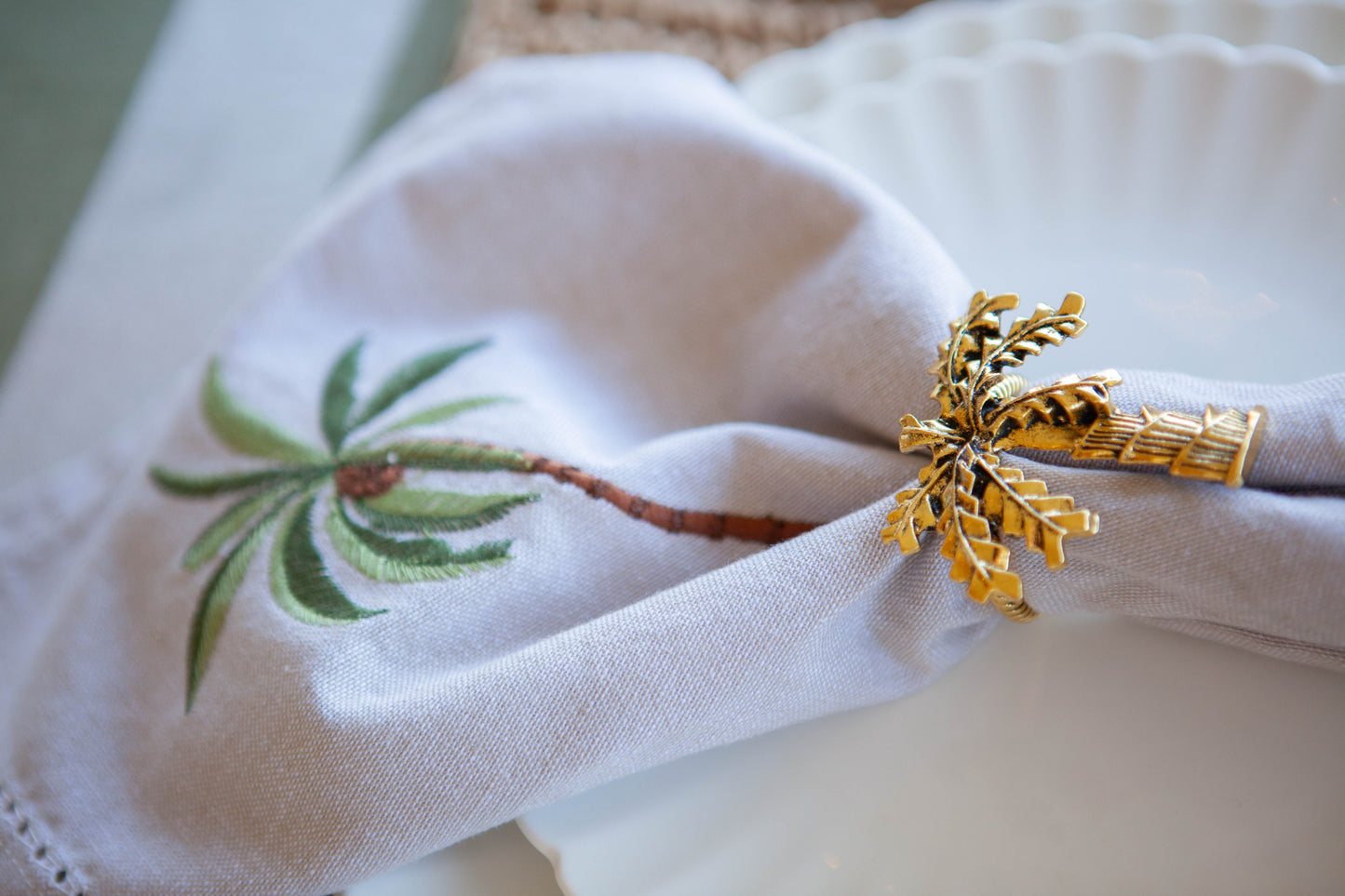 Embroidered Palm Napkins Set of 4