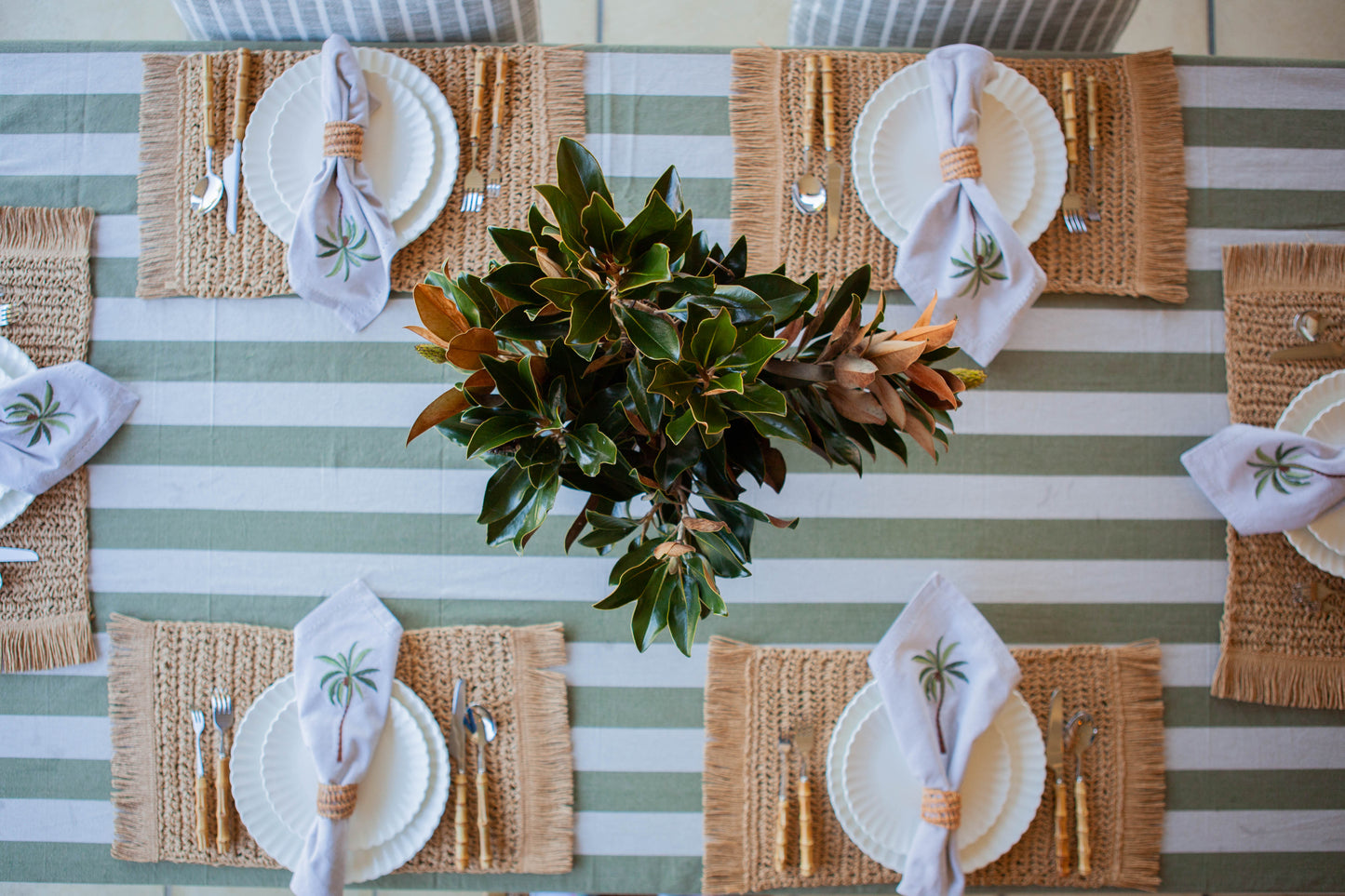 Embroidered Palm Napkins Set of 4