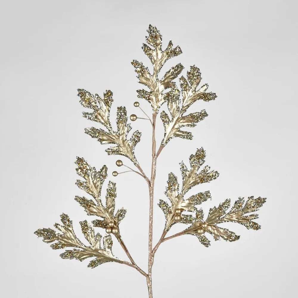 metallic holly christmas decoration