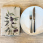 Olive print linen napkins
