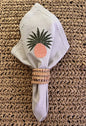 Cotton napkin with pineapple embroidery and woven napkin ring