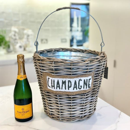 Rattan basket champagne cooler