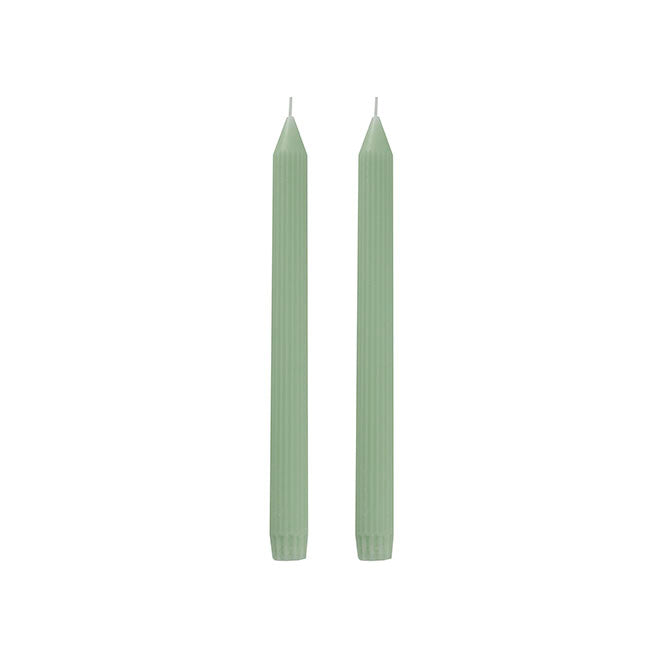 roman fluted dinner soy candles in sage green