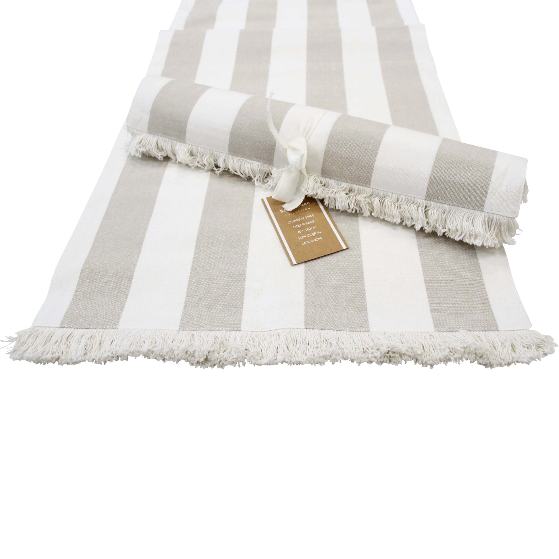 Chambray Stripe Natural Table Runner