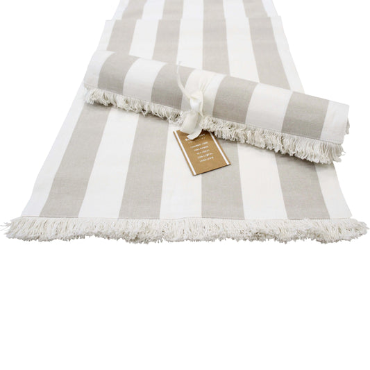 Chambray Stripe Natural Table Runner