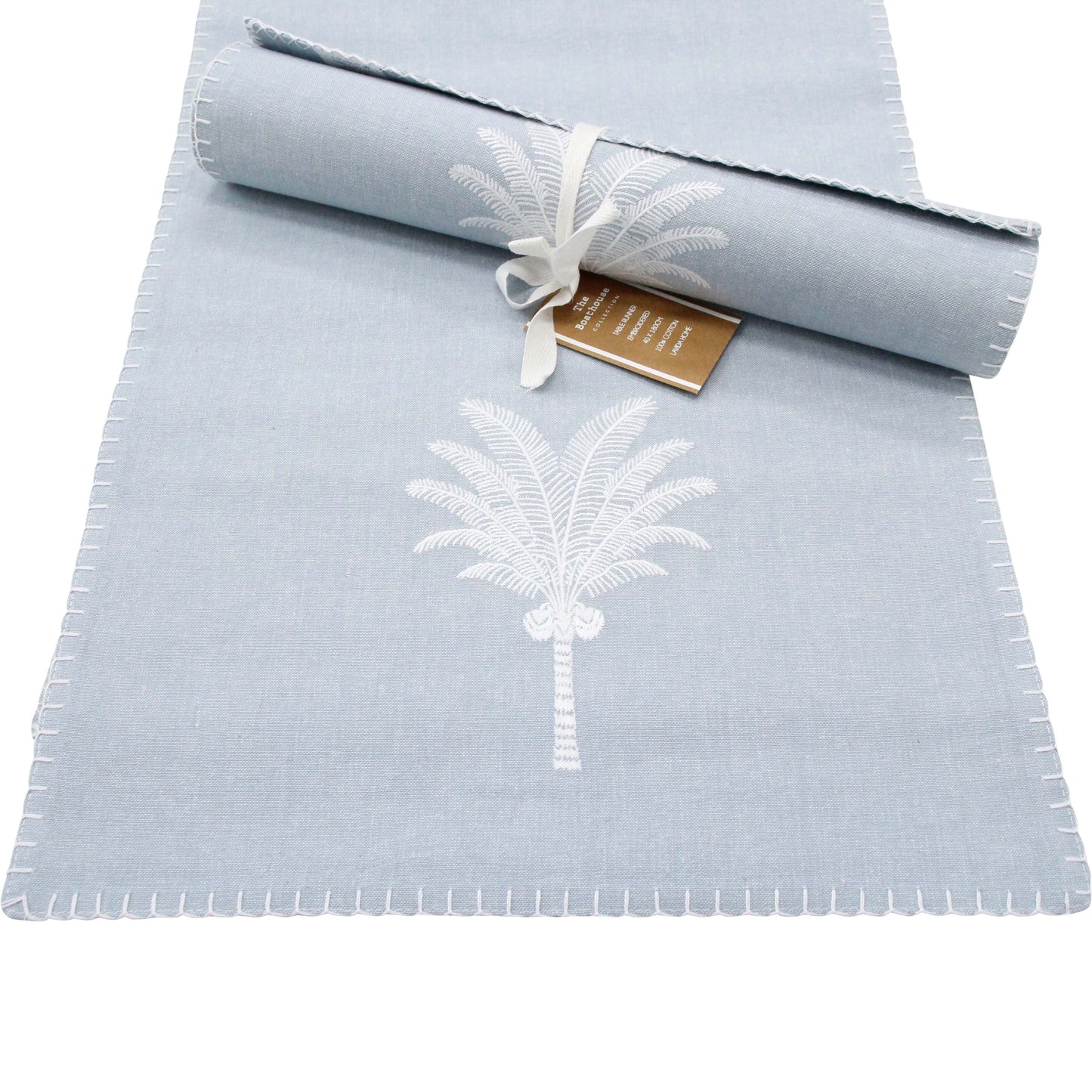 Table Runner Embroidered Palm Cove