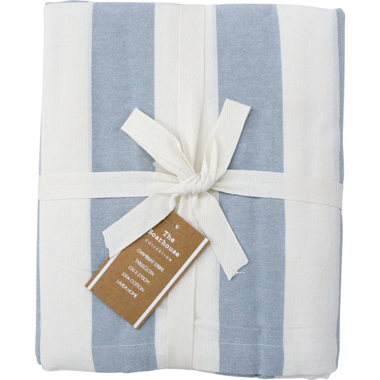 Chambray Stripe Blue Tablecloth