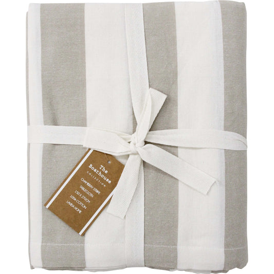 Chambray Stipe Natural Tablecloth