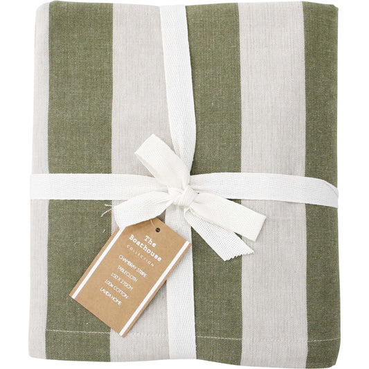 Chambray Stripe Olive Tablecloth