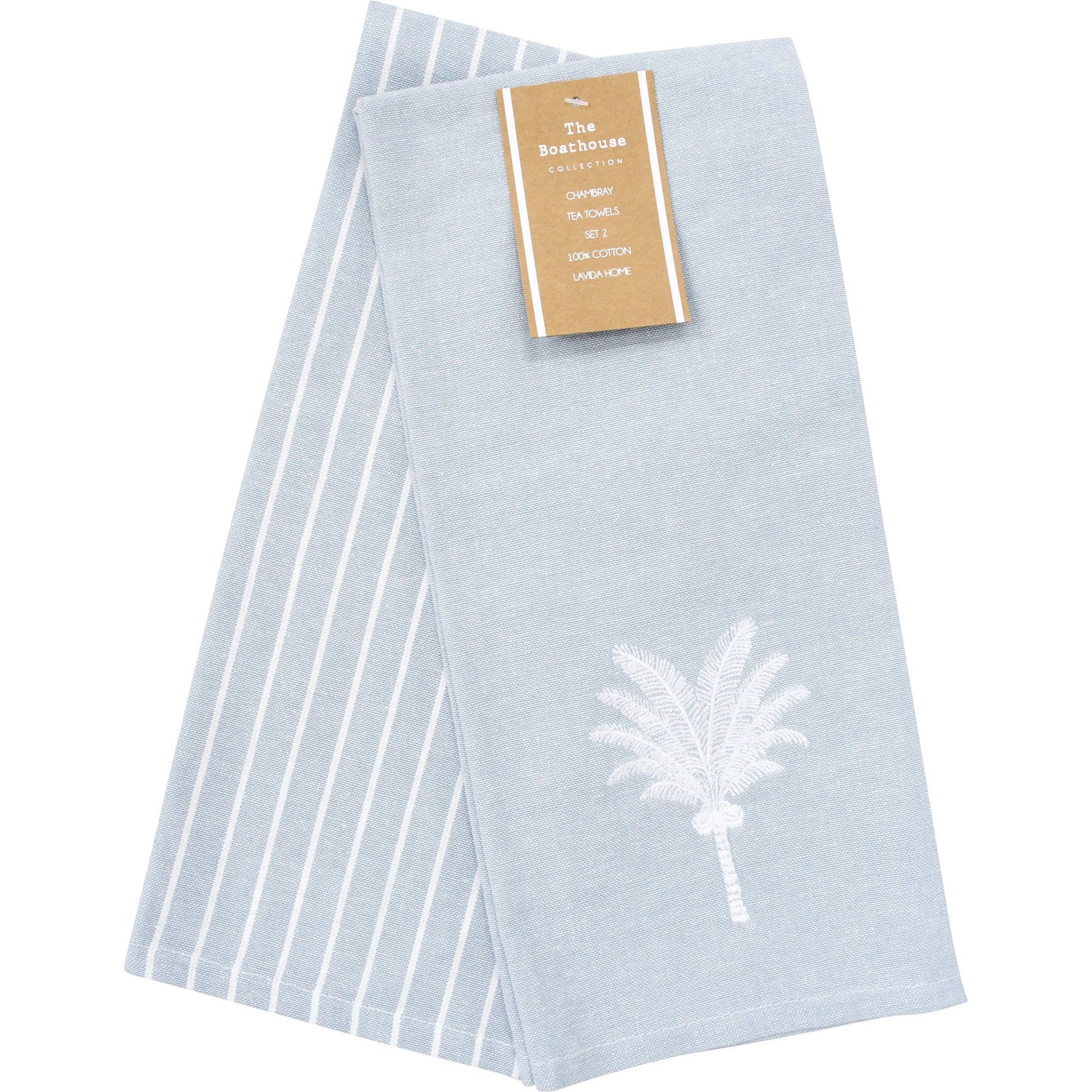 Palm Cove Blue and White Stripe Tea Towels