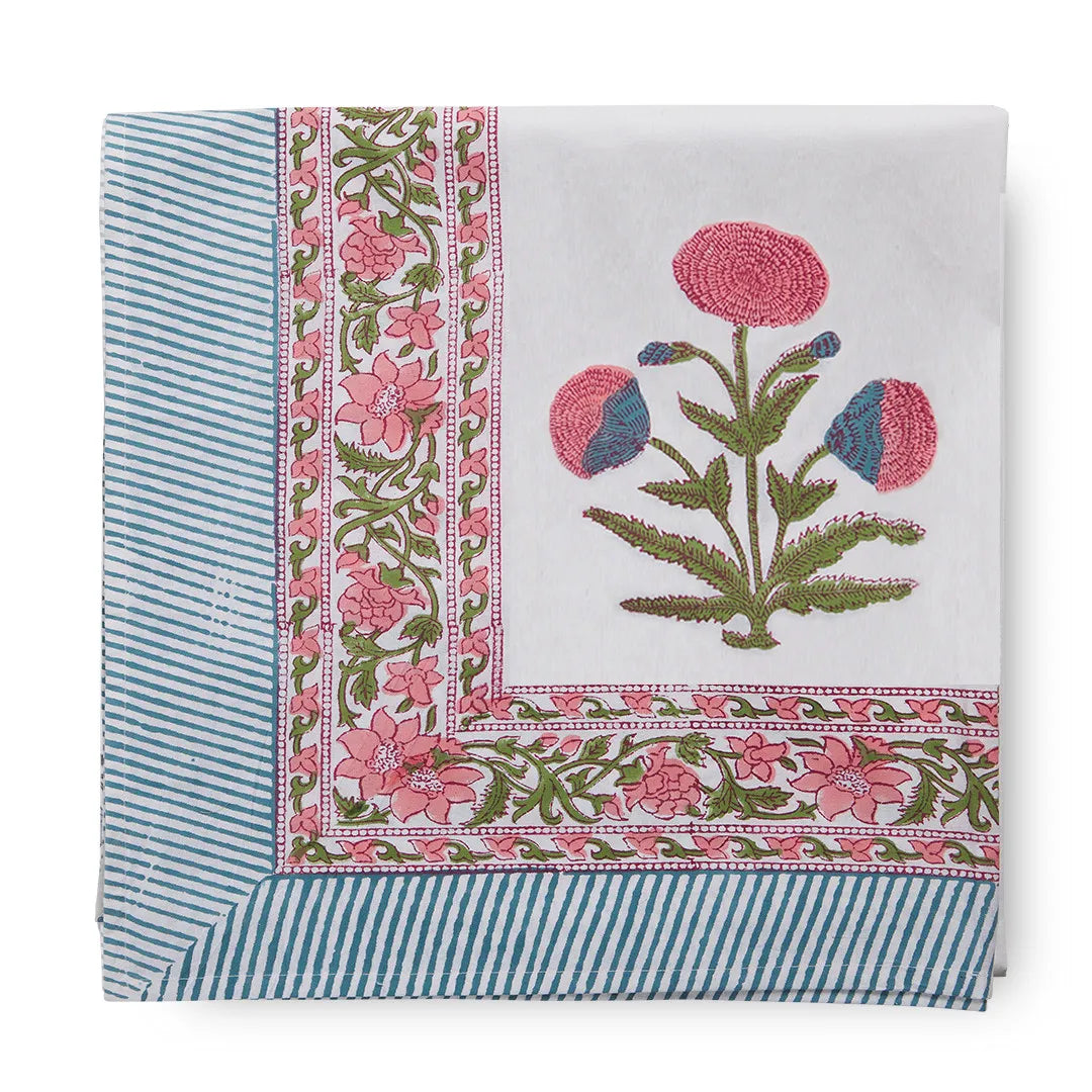 Tableau Pink Poppies Floral Tablecloth